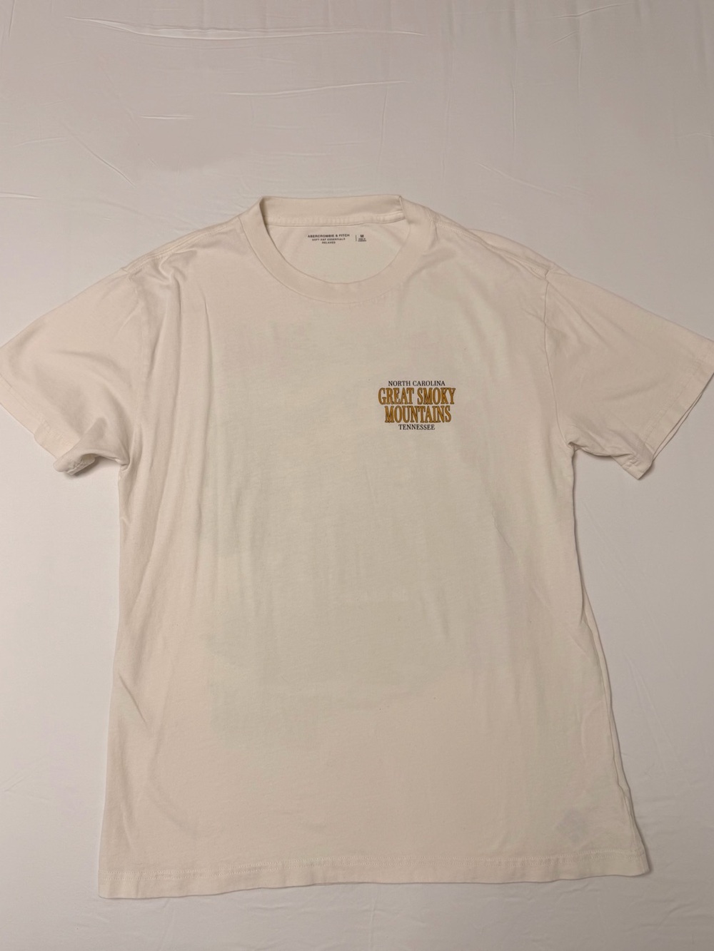Abercrombie & Fitch Cream Great Smoky Mountains Chest Graphic Tee